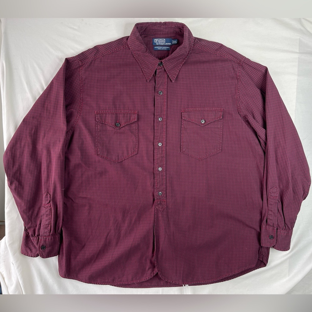 Men's Polo by Ralph Lauren Woodsman Workshirt in Red & Black Plaid Size XL